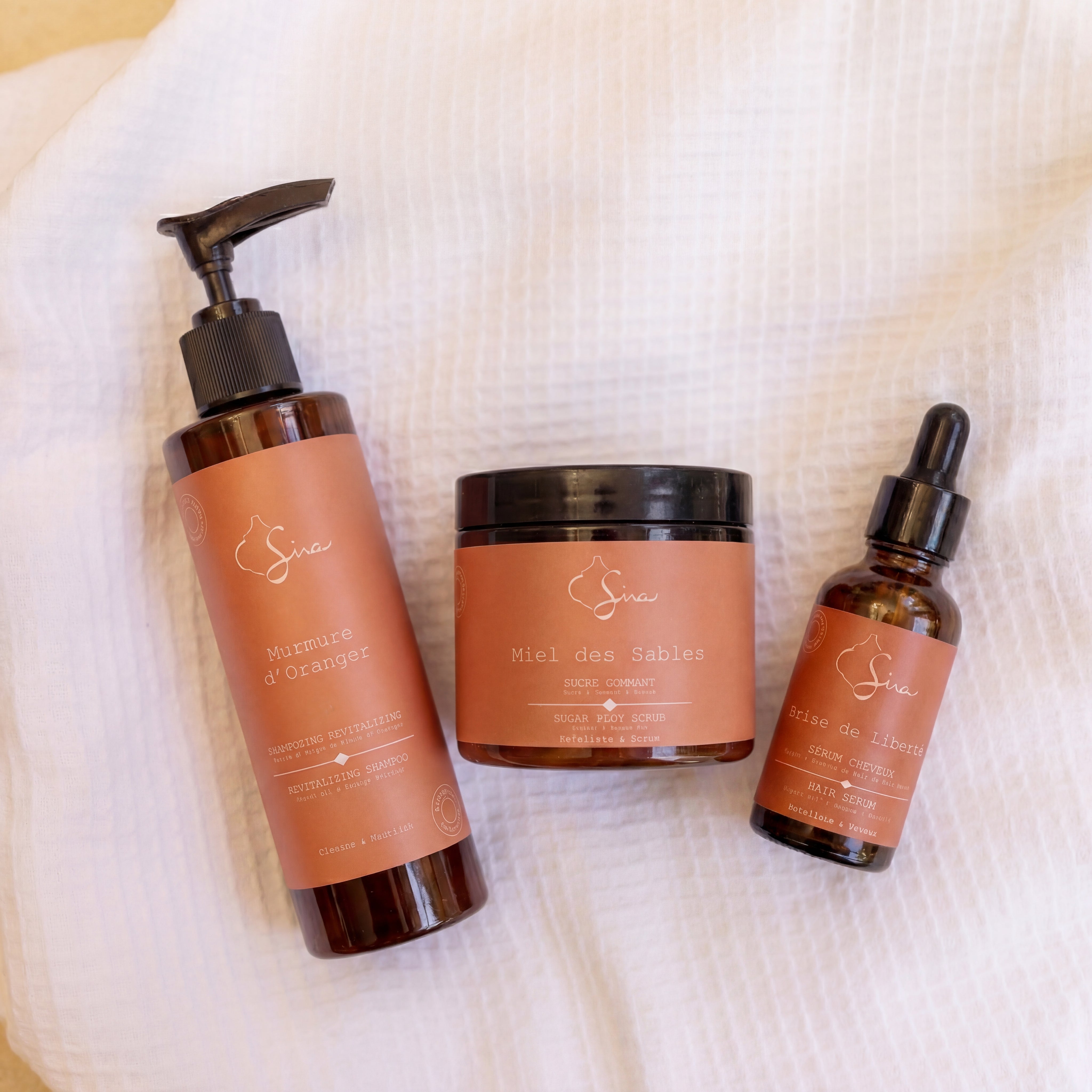 Trousse Nomade Trio- Shampooing, Sucre Gommant, Sérum Cheveux